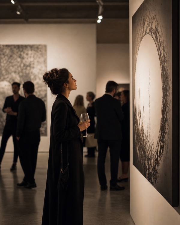 People viewing art in a gallery